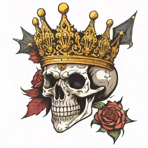 Skull Wearing A Nine Pointed Crown Made
