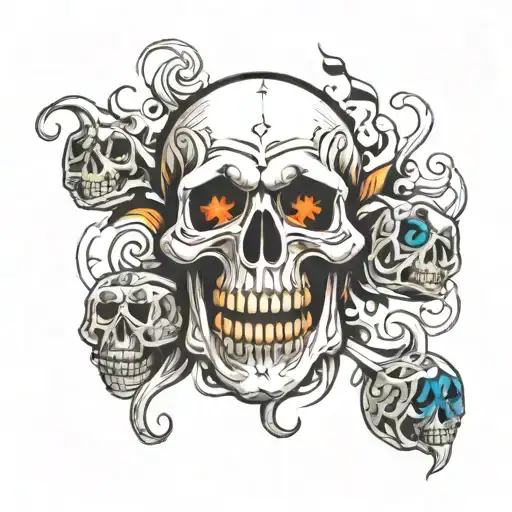 Skull Dice Flames Laughing