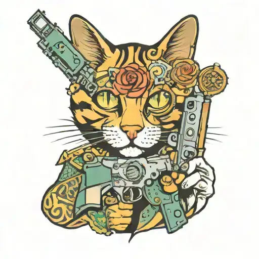 Cat With Guns Money Drugs