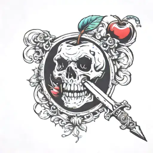 Poison Apple In Magic Mirror With Dagger Stabbing