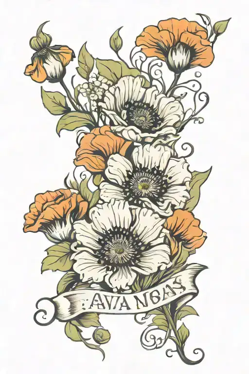 Footprint Poppies And Word Ava