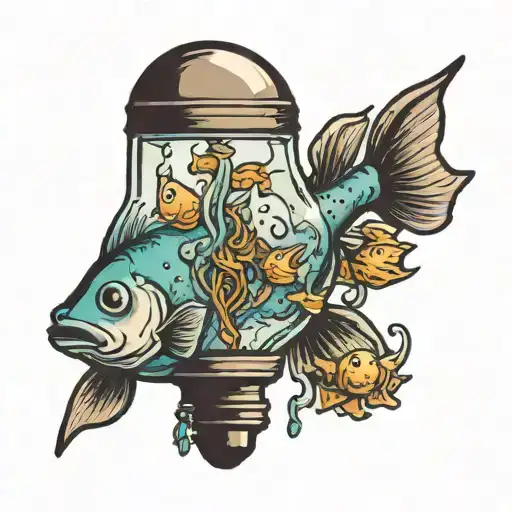 Fish In A Lightbulb Under The Sea