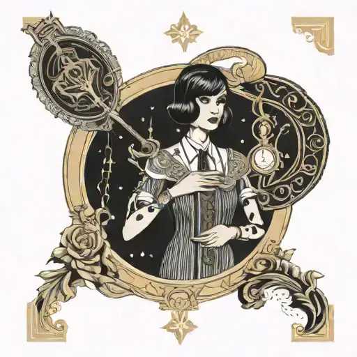 Flapper Girl In Suit Holding Tarot Card