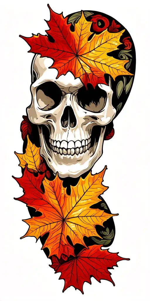 Skull And Maple Leaves