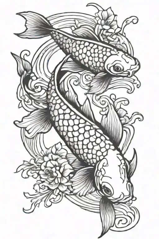Koi Wish Swimming To God Symbol
