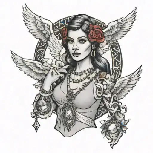 Maria Holding A Necklace With Angels Flying