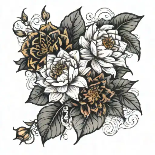 Dalia And Lily Flowers