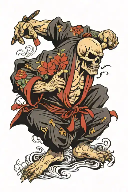 Japanse Skull Judo Fighter Performing