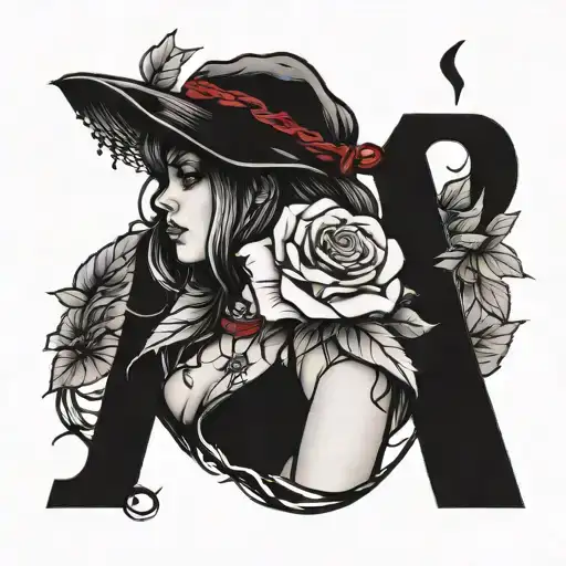 A Girl And A Rose With The Letter R