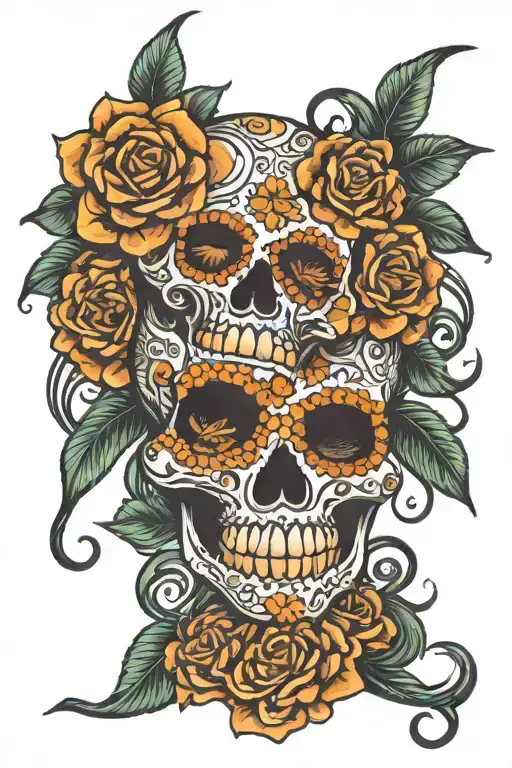 Sugar Skull See No Evil Speak No Evil Hear No Evil Flower Snakes