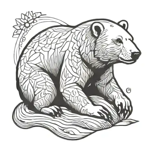 Minimalist Polar Bear Sitting