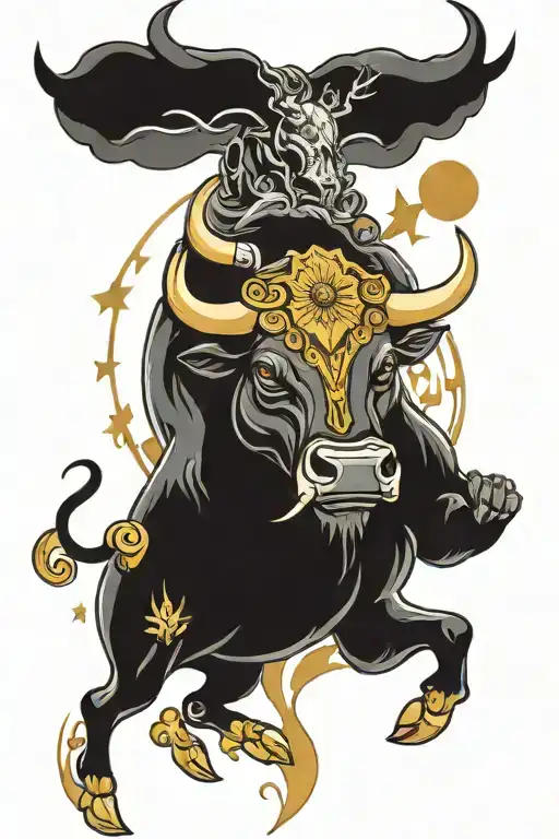 Bull And Moon Surrounded