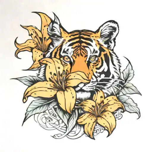 Tiger Lily In Outline Of Cayuga Lake