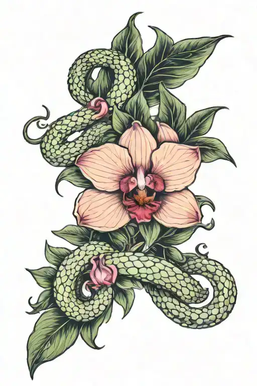 Atheris Hispida And Orchid