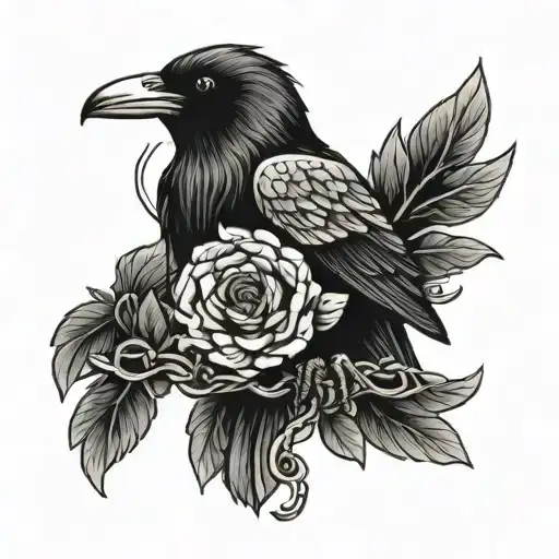 Black Work Raven And Snake