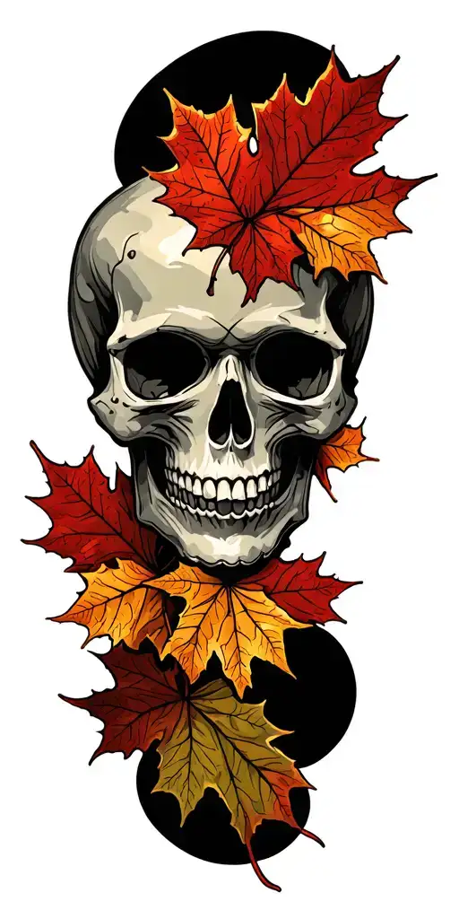 Skull And Maple Leaves