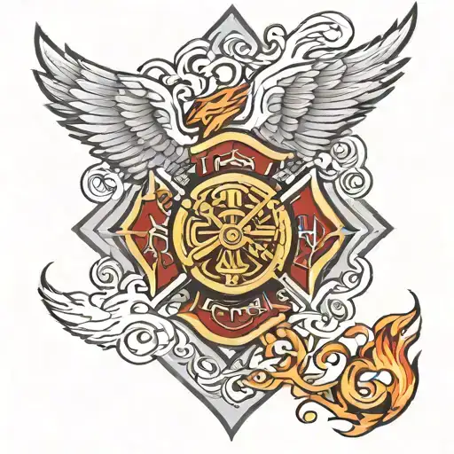 Firefighter Maltese Cross Fire Breathing Phoenix