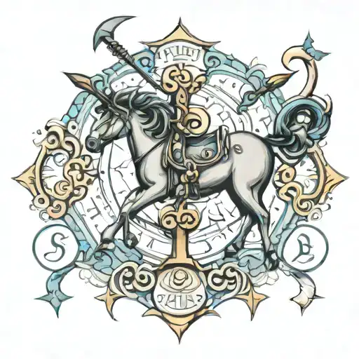 Cross And Zodiac Sign Of Sagittarius