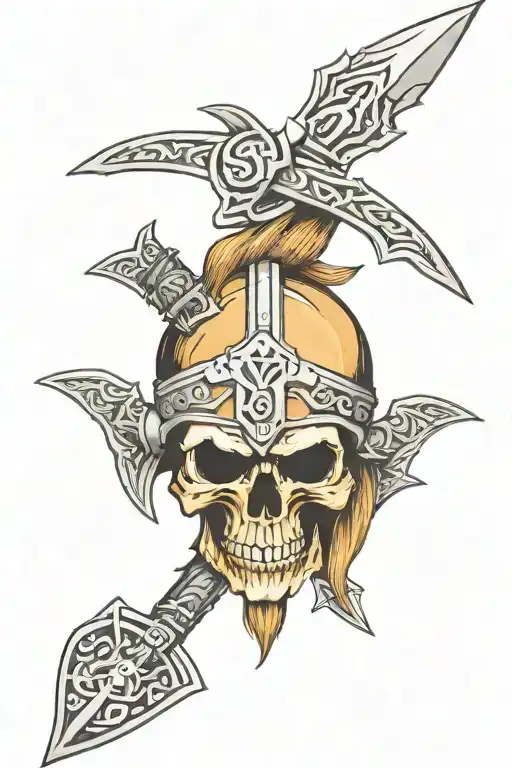 Viking Skull With Helmet And Arrows