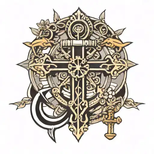 Cross With Anchor Connected