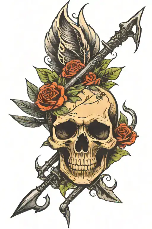 Skull With Arrows Sticking