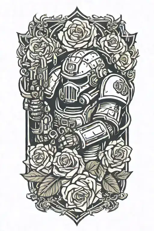 Space Marine Warhammer 40K Space Marine Doom Slayer Rose Lettering