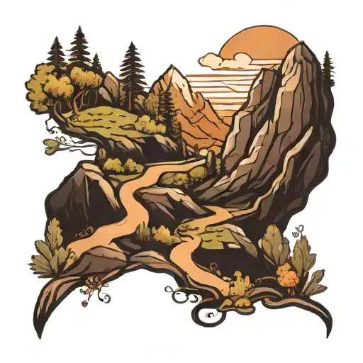 Hiking Trail Winding Through A Mountain