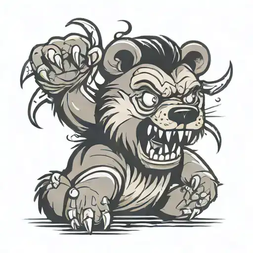 Cartoon Bear With Narling Teeth Claws