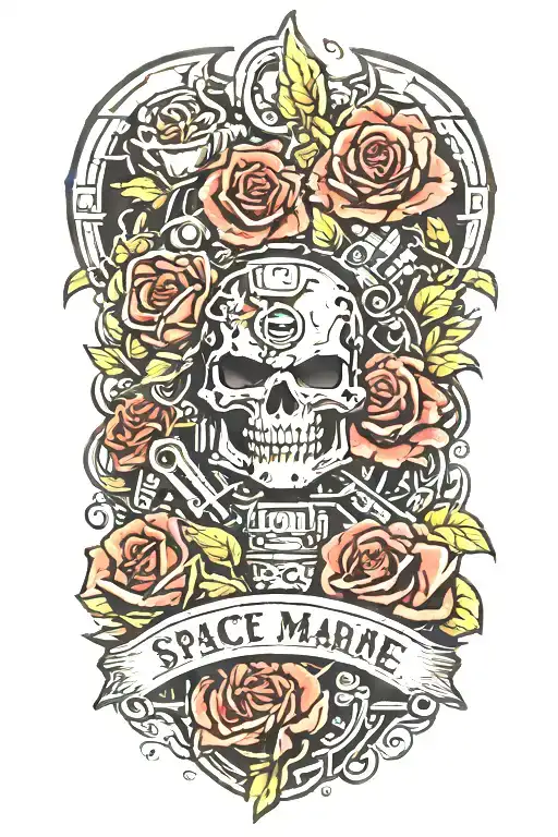 Space Marine Warhammer 40K Space Marine Doom Slayer Rose Lettering