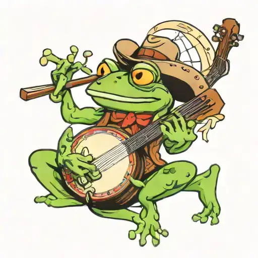 Cowboy Frog Playing A Banjo