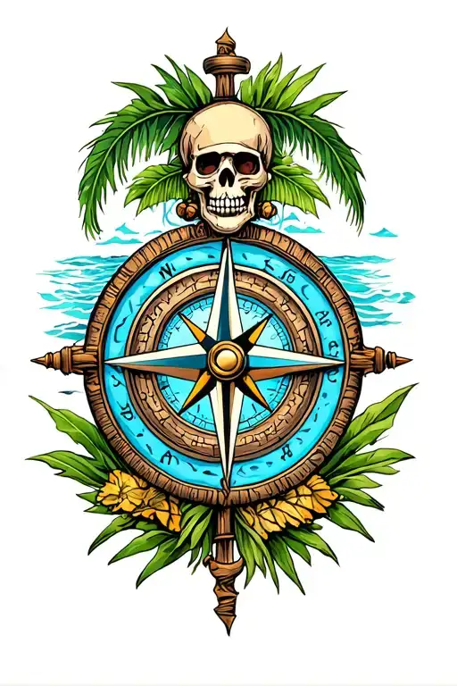 Framed Water Tropical Compass Pirate