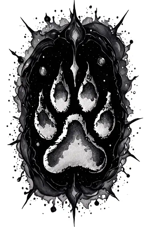 Dog Paw Print Surrounded By Dark Matter