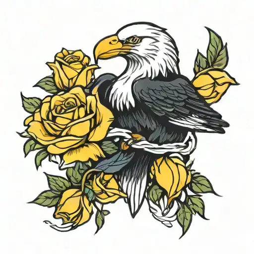 Eagle Orca Yellow Rose Intertwined