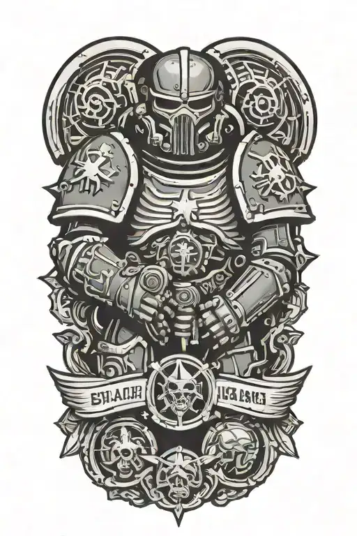 Space Marine Warhammer 40K Space Marine Doom Slayer Rosen Schriftzug