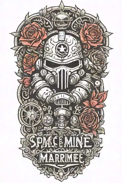 Space Marine Warhammer 40K Space Marine Doom Slayer Rosen Schriftzug