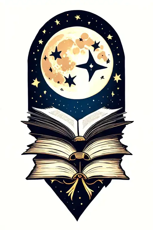 Books Witchcraft Moon Surrounded By Stars