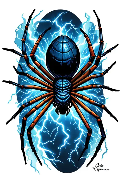 Spider With Lightning Storm Around