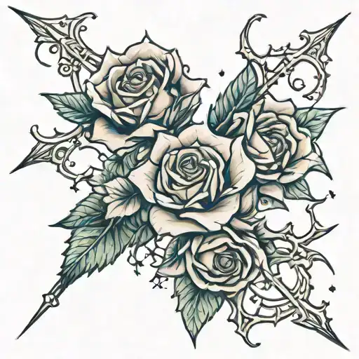 A Tattoo Design Of Rose Thorns Shaped As The Sagittarius Constellation