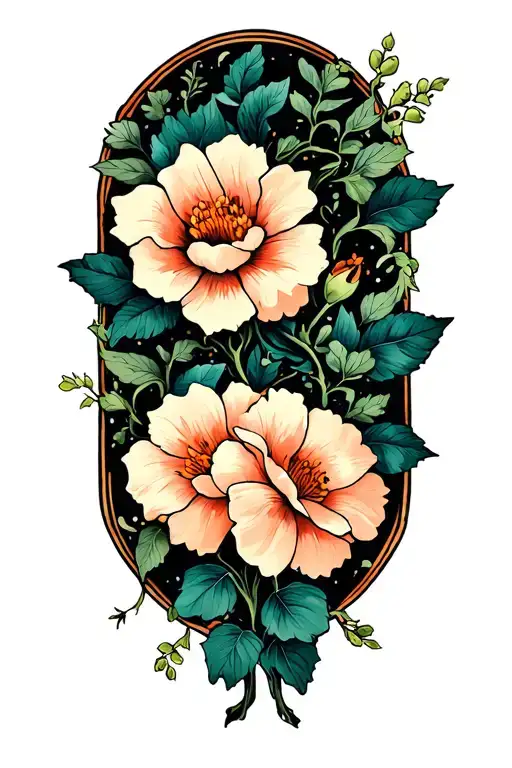 Fine Line Vine With Flowers Upper Arm