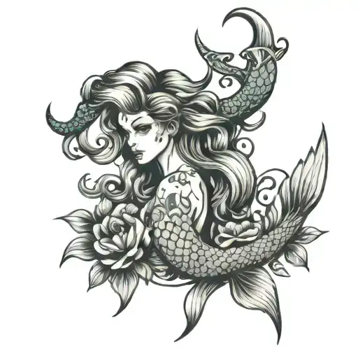 Mermaid With Ram Horns