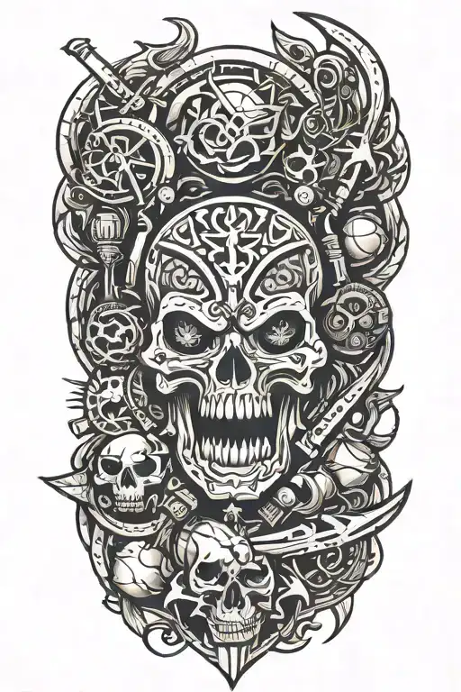 A Tattoo Design Of Game-inspired Artifacts And Symbols