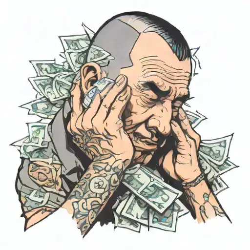 Man Wiping Tears Away Using Money