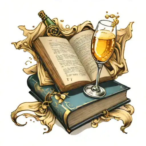 Champagne Glass Overflowing Book Open