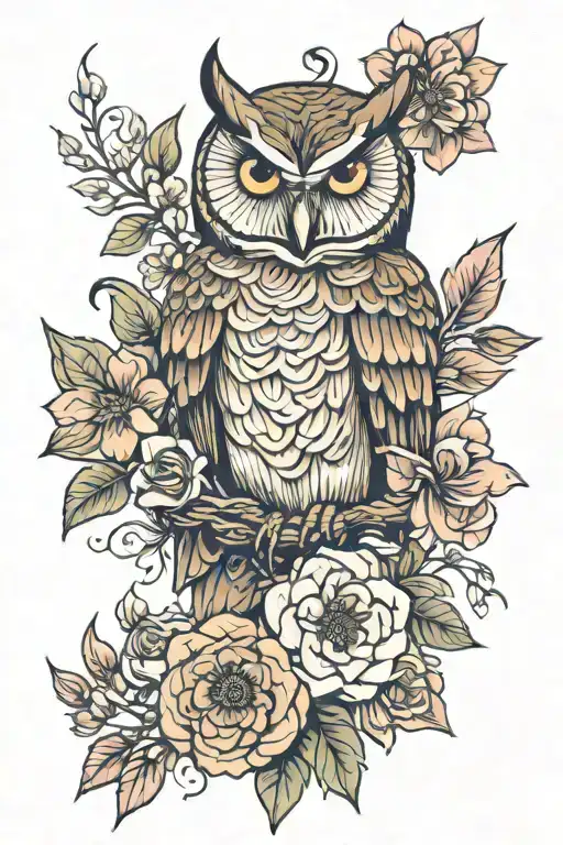 Owl And Flowers Forming