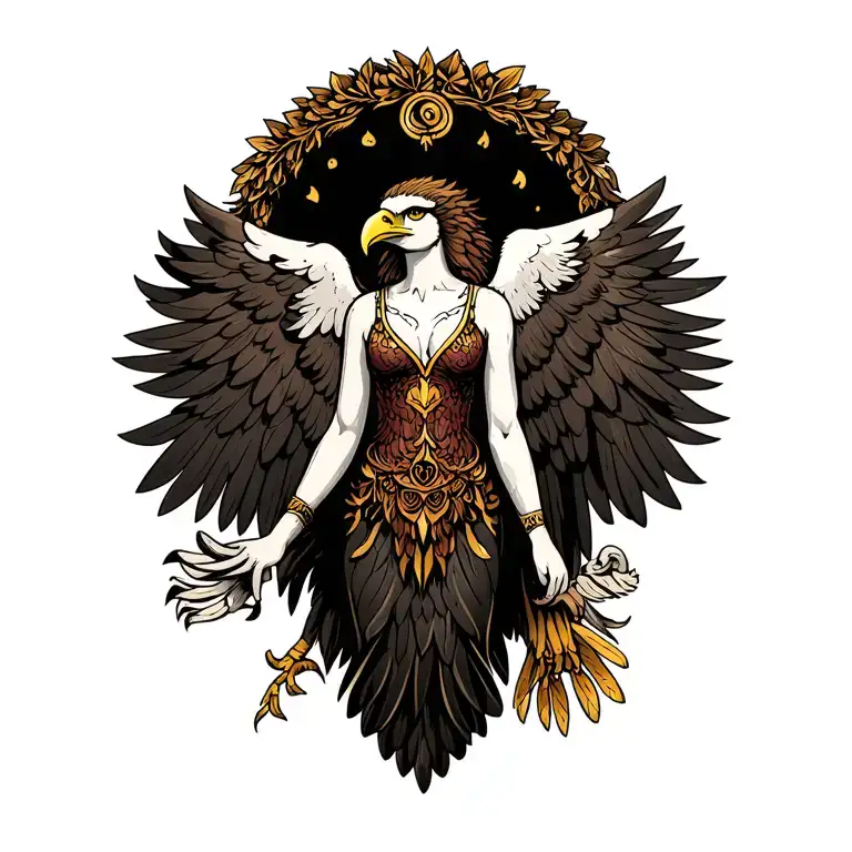 Lada Goddess Of Love And Beauty In Polish Slavic Mythology Hyper Imposed Over A White-tailed Eagle