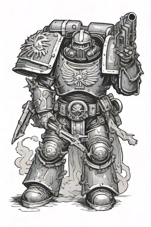 Space Marine Warhammer 40K Space Marine Doom Slayer Rosen Schriftzug