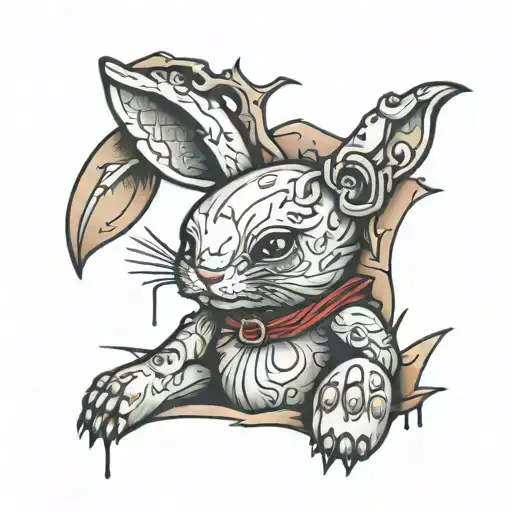 Broken Teddy Bunny Sitting