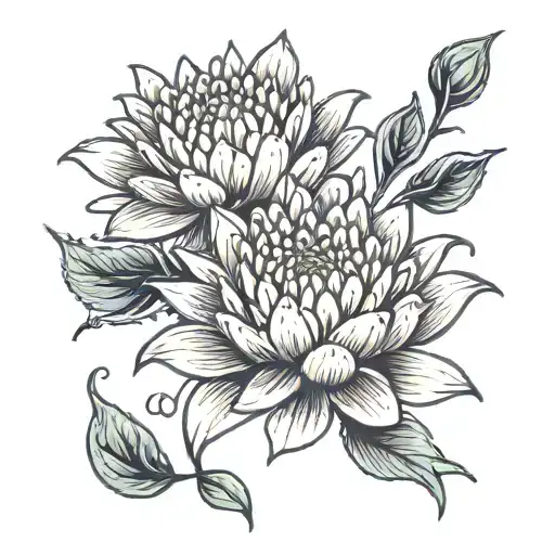 Chrysanthemum And Water Lilly Flower
