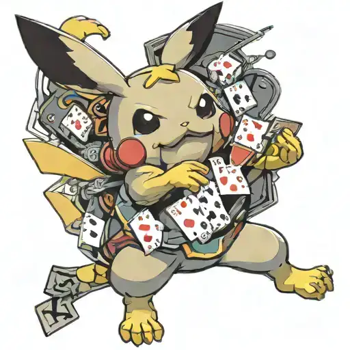 Playing Poker Pikachu Pokemon