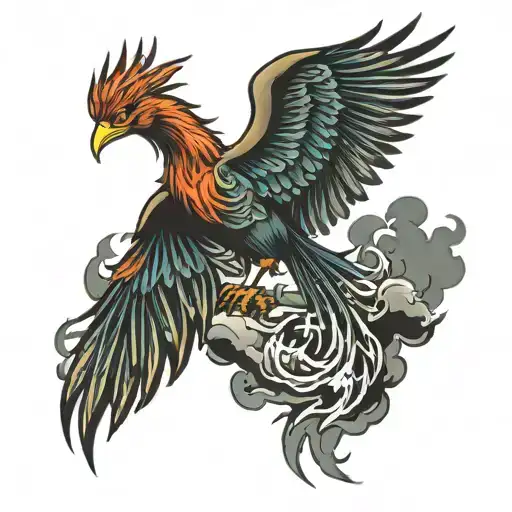 Phoenix Rising From A Storm Clouds